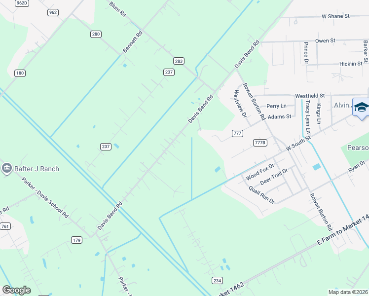 map of restaurants, bars, coffee shops, grocery stores, and more near 2725 County Road 179 in Alvin
