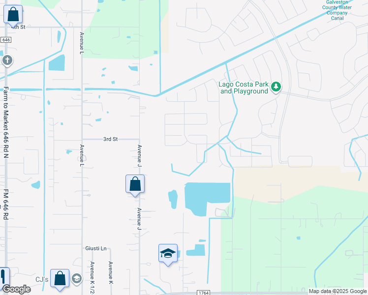 map of restaurants, bars, coffee shops, grocery stores, and more near 2801 Avenue J in Santa Fe