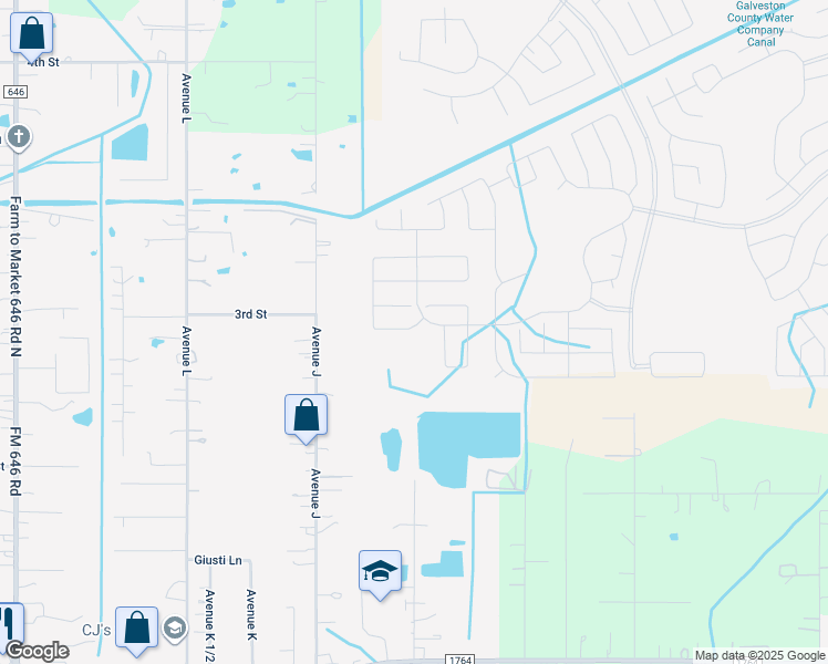 map of restaurants, bars, coffee shops, grocery stores, and more near 2801 Avenue J in Santa Fe
