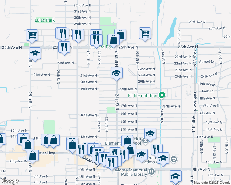 map of restaurants, bars, coffee shops, grocery stores, and more near 2101 19th Avenue North in Texas City