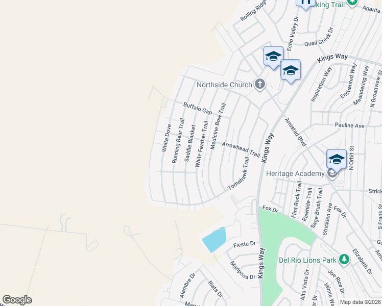 map of restaurants, bars, coffee shops, grocery stores, and more near 202 Saddle Blanket in Del Rio