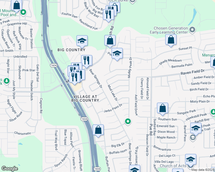 map of restaurants, bars, coffee shops, grocery stores, and more near 11439 Potter Valley Drive in San Antonio