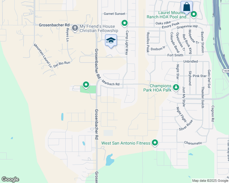 map of restaurants, bars, coffee shops, grocery stores, and more near 11632 Blackmore Leap in San Antonio
