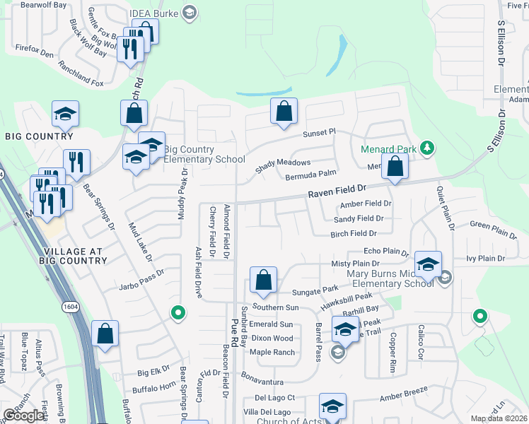 map of restaurants, bars, coffee shops, grocery stores, and more near 2827 Worbler Pass in San Antonio