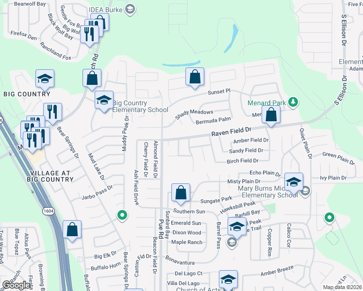 map of restaurants, bars, coffee shops, grocery stores, and more near 2827 Worbler Pass in San Antonio