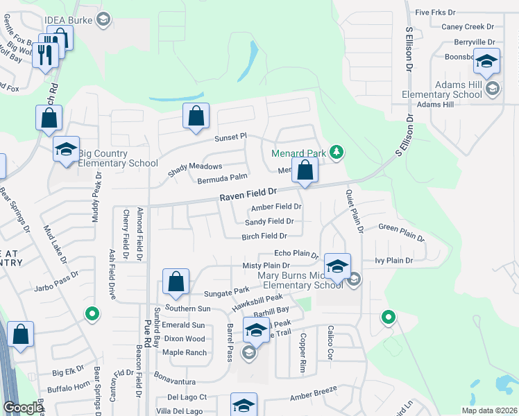 map of restaurants, bars, coffee shops, grocery stores, and more near 9946 Raven Field Drive in San Antonio