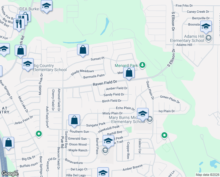 map of restaurants, bars, coffee shops, grocery stores, and more near 9946 Raven Field Drive in San Antonio