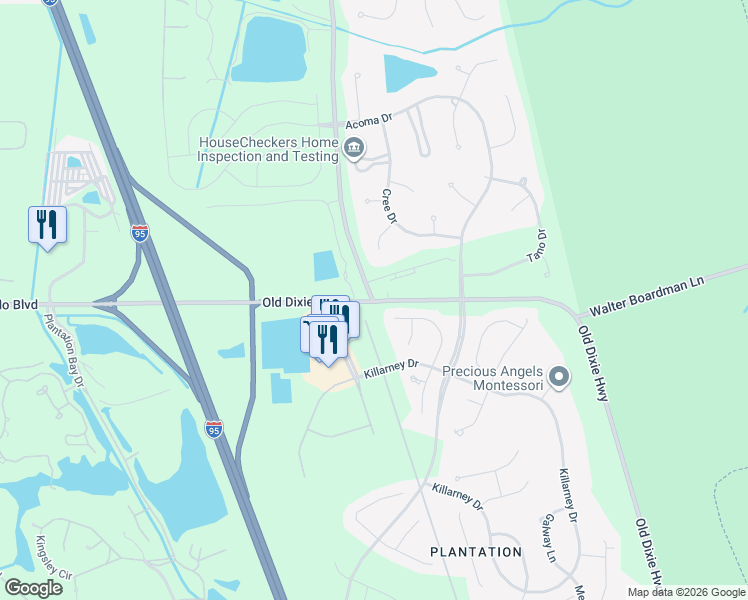 map of restaurants, bars, coffee shops, grocery stores, and more near 4001 Old Dixie Highway in Ormond Beach