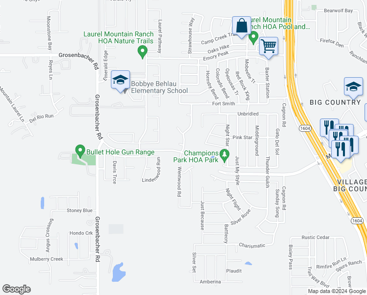 map of restaurants, bars, coffee shops, grocery stores, and more near 2618 Bordelon Nest in San Antonio
