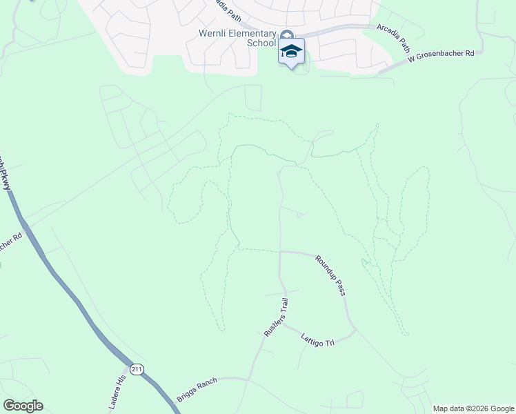map of restaurants, bars, coffee shops, grocery stores, and more near 2931 Rustlers Trail in San Antonio