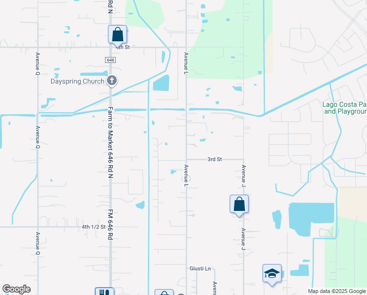 map of restaurants, bars, coffee shops, grocery stores, and more near 2626 Avenue L in Santa Fe