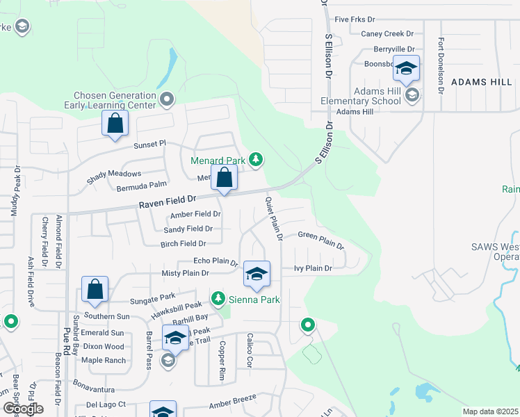 map of restaurants, bars, coffee shops, grocery stores, and more near 2814 Coast Plain Drive in San Antonio