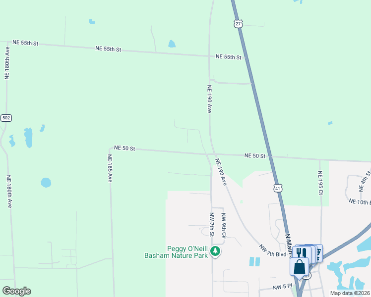 map of restaurants, bars, coffee shops, grocery stores, and more near 18911 Northeast 50 Street in Williston