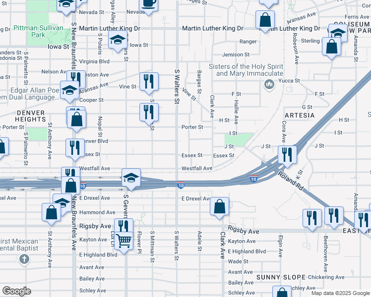map of restaurants, bars, coffee shops, grocery stores, and more near 308 San Salvador Avenue in San Antonio