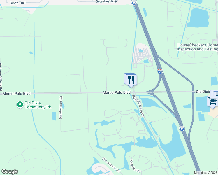 map of restaurants, bars, coffee shops, grocery stores, and more near 4 Humming Bird Lane in Ormond Beach
