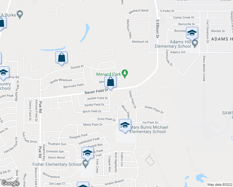 map of restaurants, bars, coffee shops, grocery stores, and more near 2803 Cedar Plain Drive in San Antonio