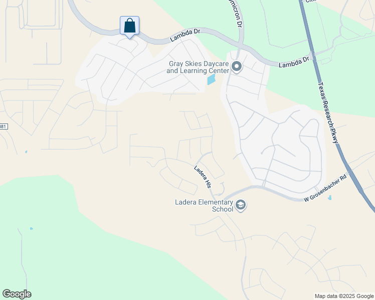 map of restaurants, bars, coffee shops, grocery stores, and more near 2802 High Castle in San Antonio