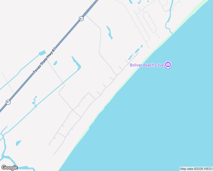 map of restaurants, bars, coffee shops, grocery stores, and more near 3933 Biscayne Beach Road in Bolivar Peninsula