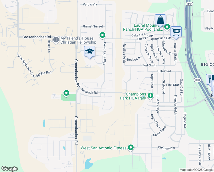 map of restaurants, bars, coffee shops, grocery stores, and more near 11522 Classmore Gap in San Antonio