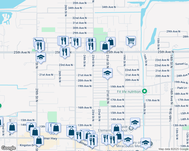 map of restaurants, bars, coffee shops, grocery stores, and more near 2218 21st Avenue North in Texas City