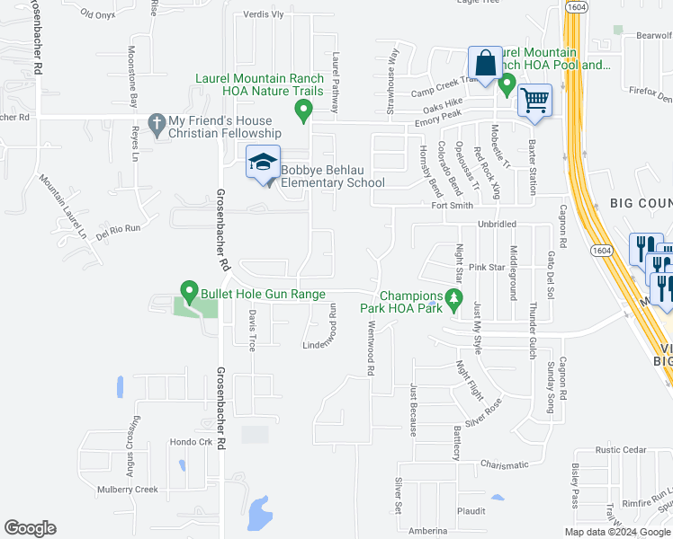 map of restaurants, bars, coffee shops, grocery stores, and more near 2618 Bordelon Nest in San Antonio