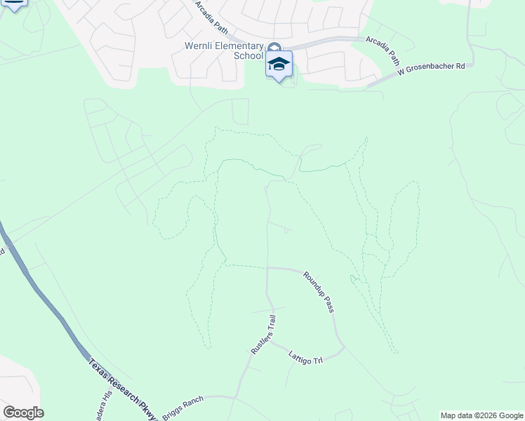 map of restaurants, bars, coffee shops, grocery stores, and more near 2930 Rustlers Trail in San Antonio