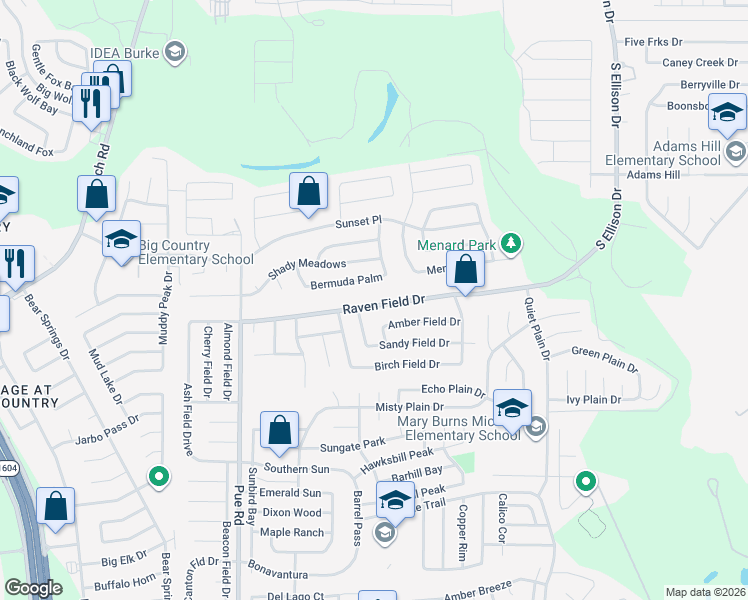 map of restaurants, bars, coffee shops, grocery stores, and more near 10031 Raven Field Drive in San Antonio