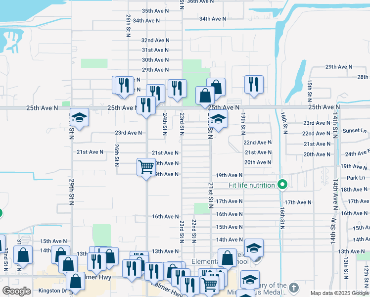 map of restaurants, bars, coffee shops, grocery stores, and more near 2218 21st Avenue North in Texas City