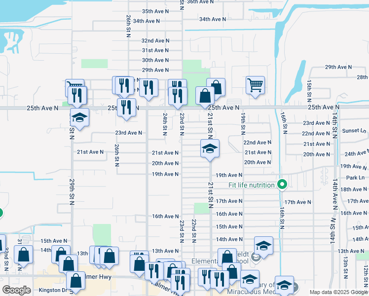 map of restaurants, bars, coffee shops, grocery stores, and more near 2218 21st Avenue North in Texas City