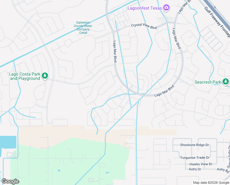 map of restaurants, bars, coffee shops, grocery stores, and more near Village Azalea Drive in Texas City