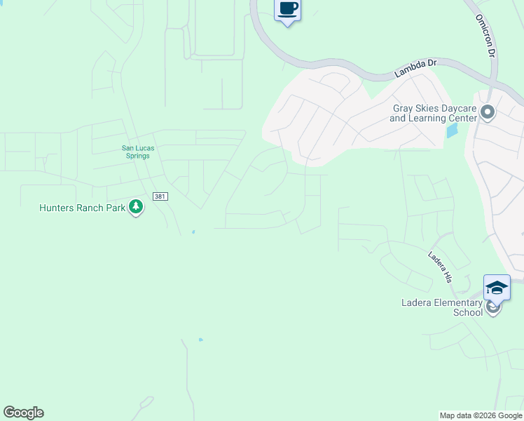 map of restaurants, bars, coffee shops, grocery stores, and more near 14340 Lambda Drive in San Antonio