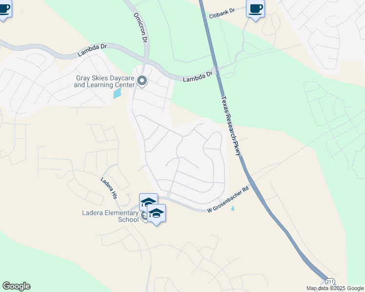 map of restaurants, bars, coffee shops, grocery stores, and more near 14511 Running Wolf in San Antonio