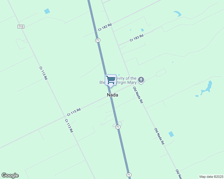 map of restaurants, bars, coffee shops, grocery stores, and more near 8421 Texas 71 in Nada