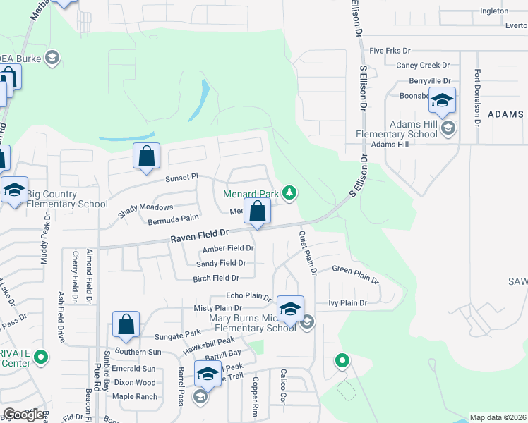 map of restaurants, bars, coffee shops, grocery stores, and more near 9814 Menard Circle in San Antonio