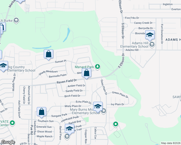 map of restaurants, bars, coffee shops, grocery stores, and more near 9814 Menard Circle in San Antonio