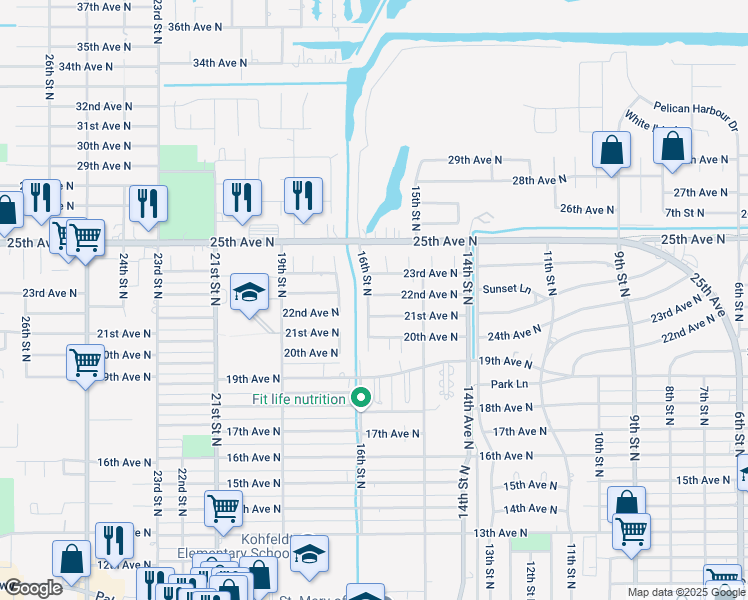 map of restaurants, bars, coffee shops, grocery stores, and more near 1525 22nd Avenue North in Texas City