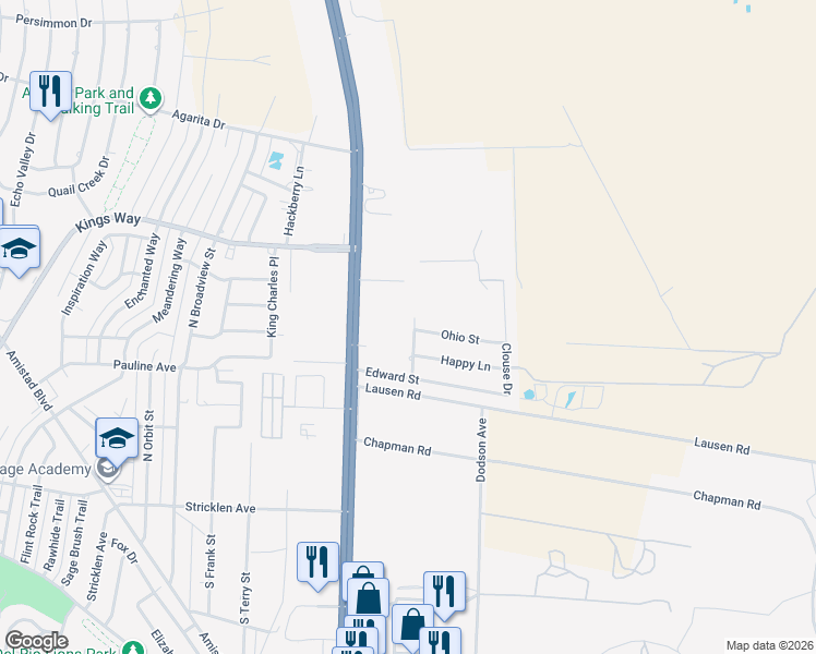 map of restaurants, bars, coffee shops, grocery stores, and more near 301 Ohio Street in Del Rio