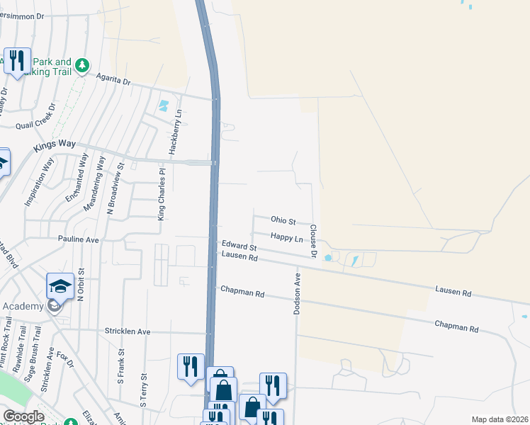 map of restaurants, bars, coffee shops, grocery stores, and more near 301 Ohio Street in Del Rio