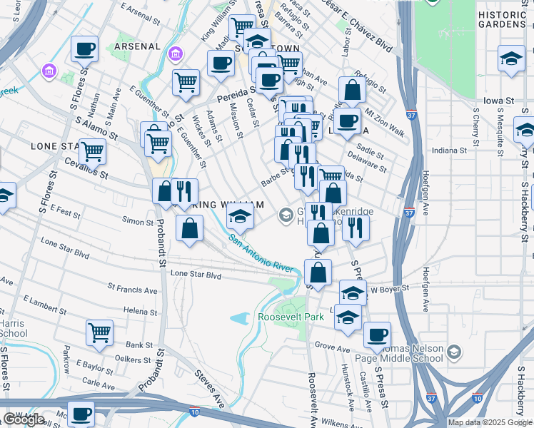 map of restaurants, bars, coffee shops, grocery stores, and more near 311 Eagleland Drive in San Antonio