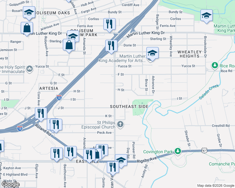 map of restaurants, bars, coffee shops, grocery stores, and more near 999 Pecan Valley Drive in San Antonio
