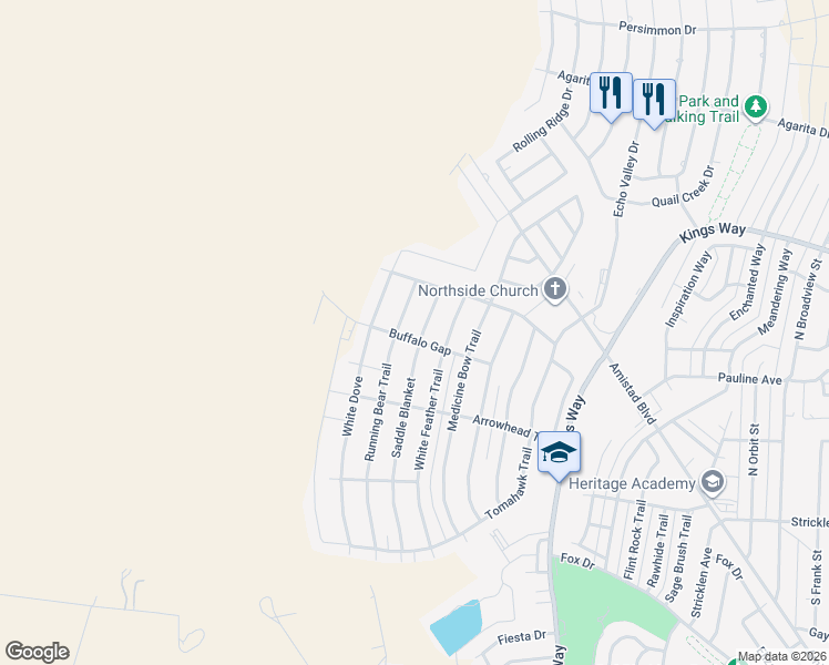 map of restaurants, bars, coffee shops, grocery stores, and more near 113 Buffalo Gap in Del Rio
