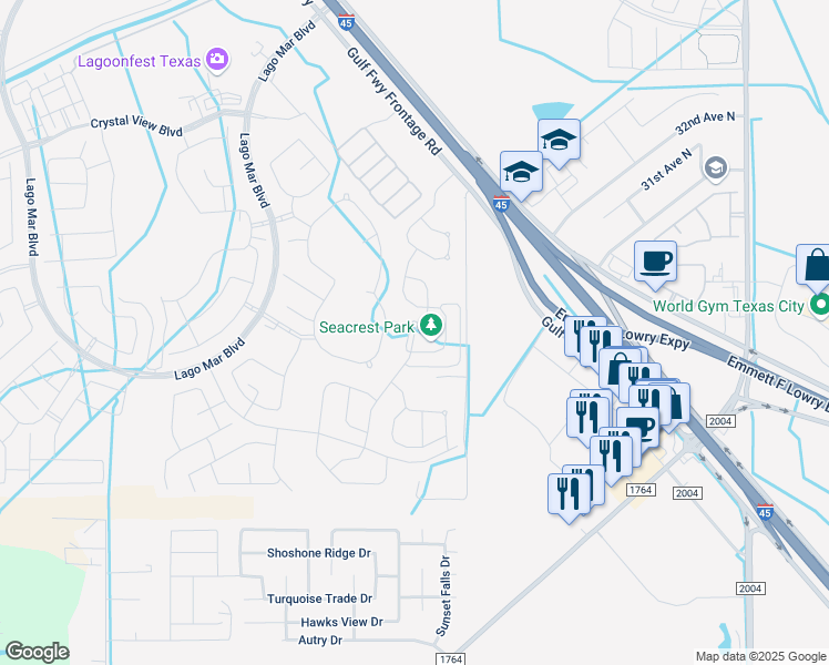 map of restaurants, bars, coffee shops, grocery stores, and more near 2523 Leeboard Way in Santa Fe