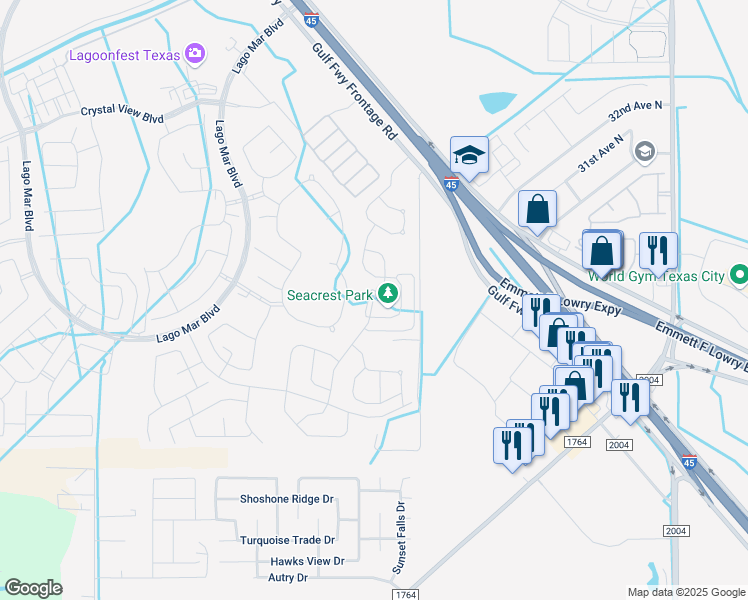 map of restaurants, bars, coffee shops, grocery stores, and more near 2523 Leeboard Way in Santa Fe