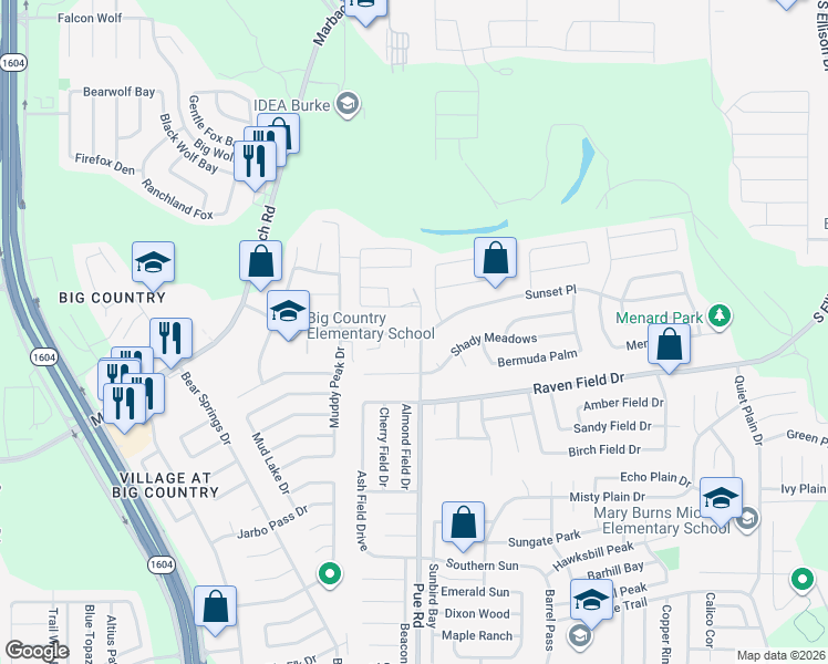 map of restaurants, bars, coffee shops, grocery stores, and more near 2502 Sunview Oaks in San Antonio