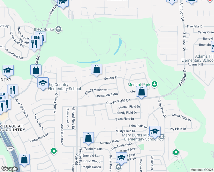 map of restaurants, bars, coffee shops, grocery stores, and more near 9942 Sunview Pass in San Antonio