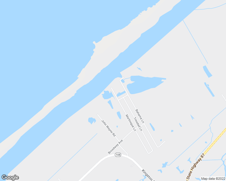 map of restaurants, bars, coffee shops, grocery stores, and more near 1419 Martinique Lane in Bolivar Peninsula