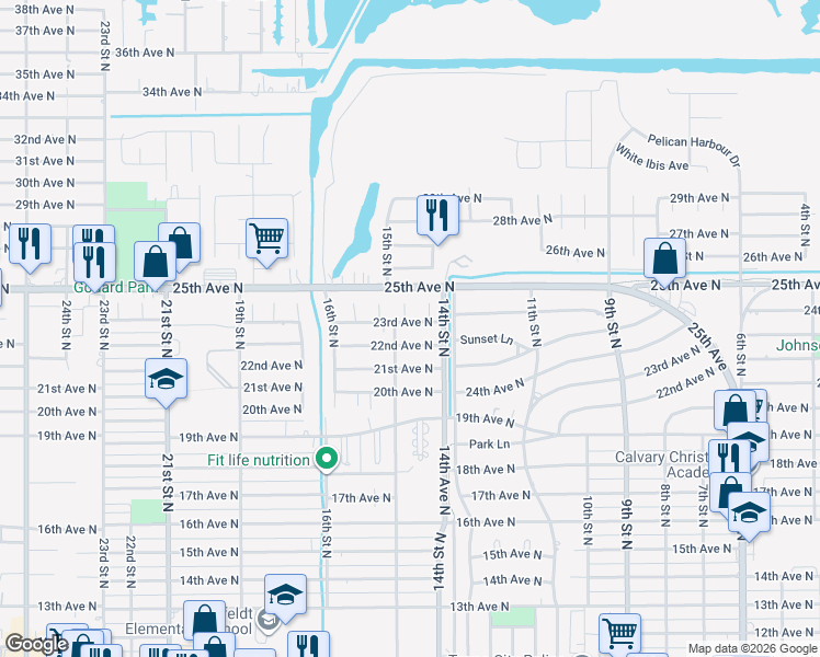 map of restaurants, bars, coffee shops, grocery stores, and more near 1419 22nd Avenue North in Texas City