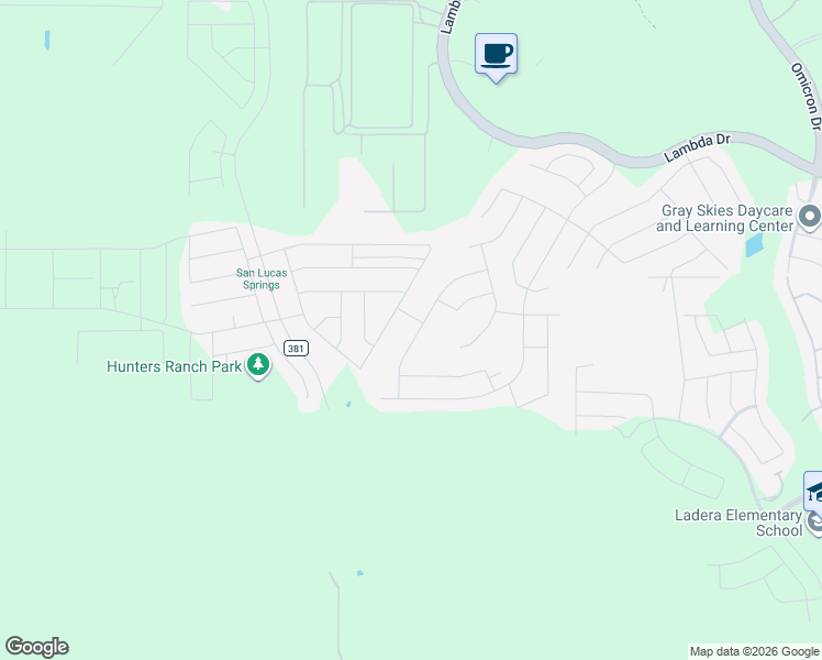 map of restaurants, bars, coffee shops, grocery stores, and more near 14340 Lambda Drive in San Antonio