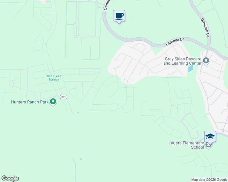 map of restaurants, bars, coffee shops, grocery stores, and more near 2107 Rhesus View in San Antonio