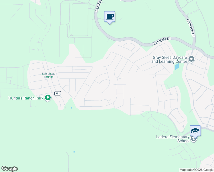 map of restaurants, bars, coffee shops, grocery stores, and more near 2107 Rhesus View in San Antonio